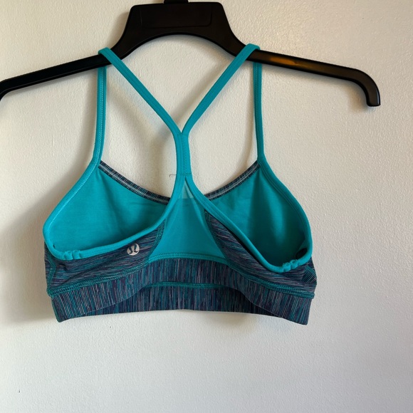 Lulu Lemon, size 4, green + blue, sports bra, Racer Back, mesh triangle in back - Picture 2 of 2